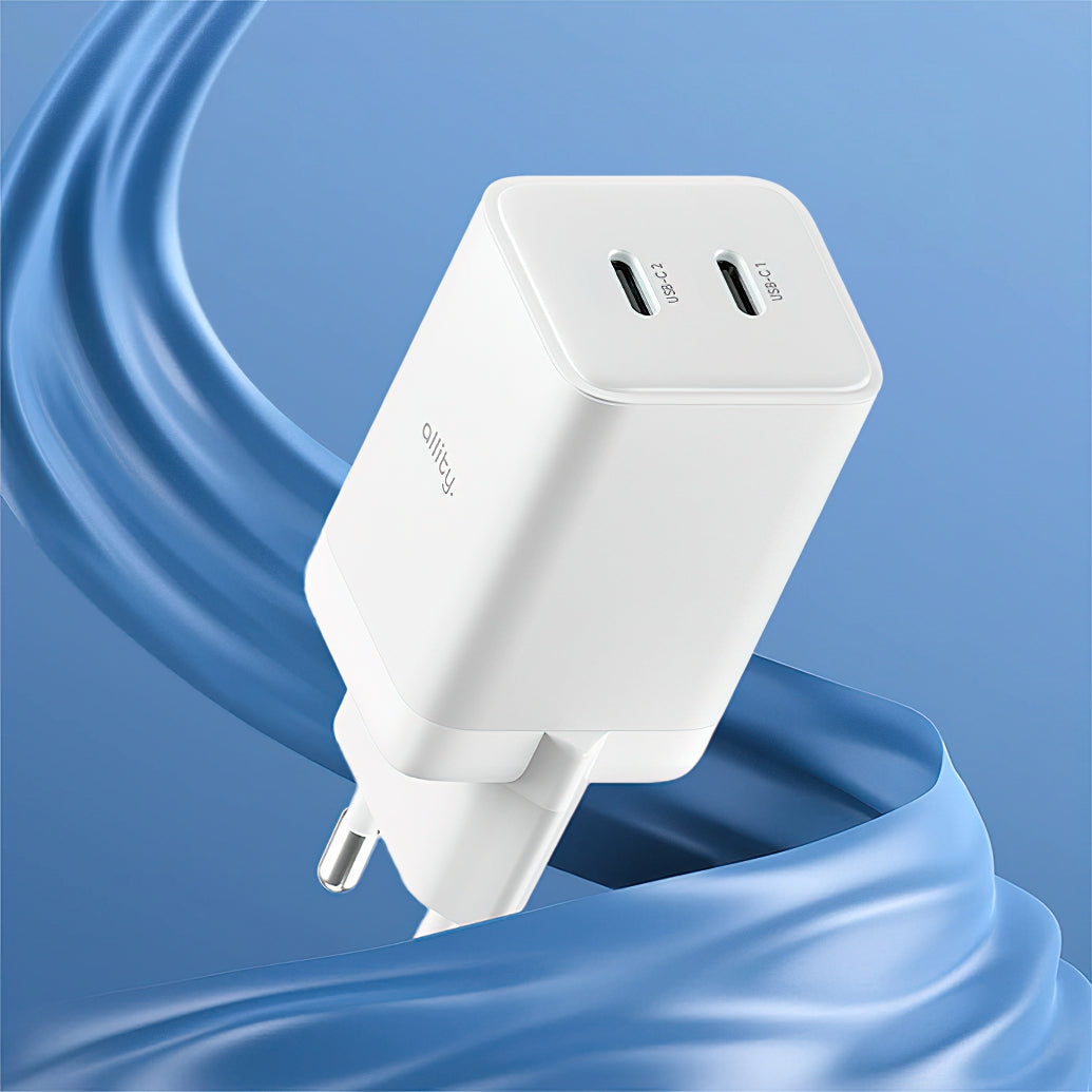 Carregador de Rede Allity. ATC-01-45WCC Fast, 45W, 3A, 2 x USB-C, Branco