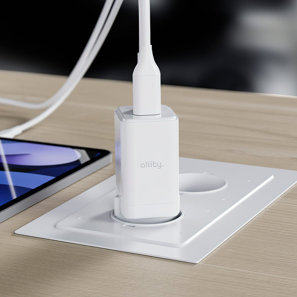 Carregador de Rede Allity. ATC-01-45WCC Fast, 45W, 3A, 1 x USB-A - 1 x USB-C, Branco