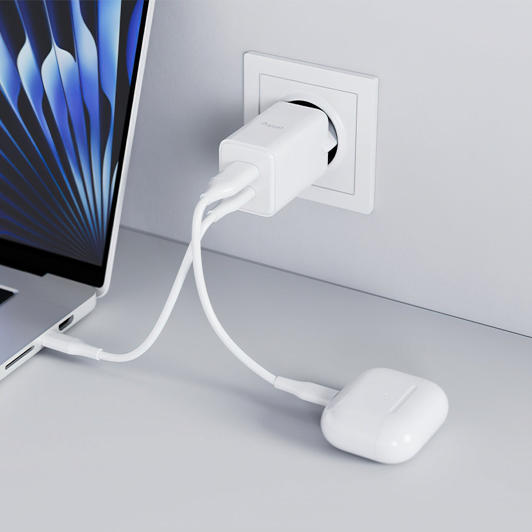 Carregador de Rede Allity. ATC-01-45WCC Fast, 45W, 3A, 1 x USB-A - 1 x USB-C, Branco