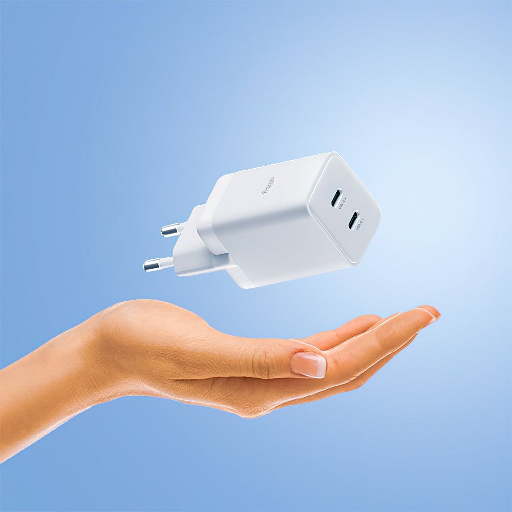 Carregador de Rede Allity. ATC-01-45WCC Fast, 45W, 3A, 2 x USB-C, Branco