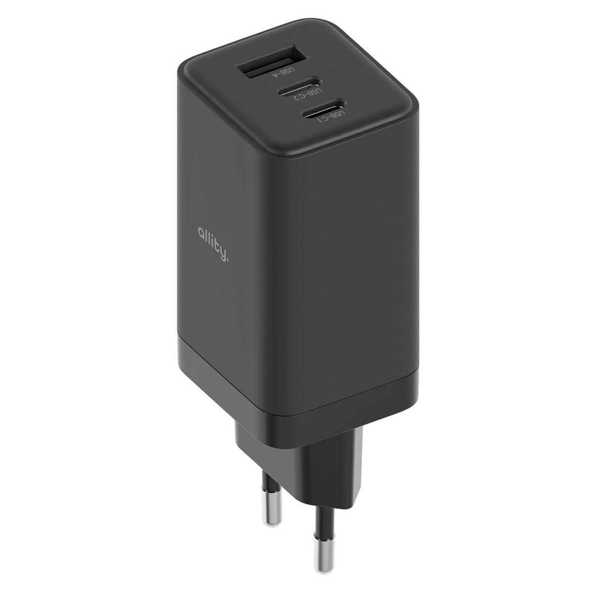 Carregador de Rede Allity. ATC-01-65WACC Fast, 65W, 3.25A, 1 x USB-A - 2 x USB-C, Preto