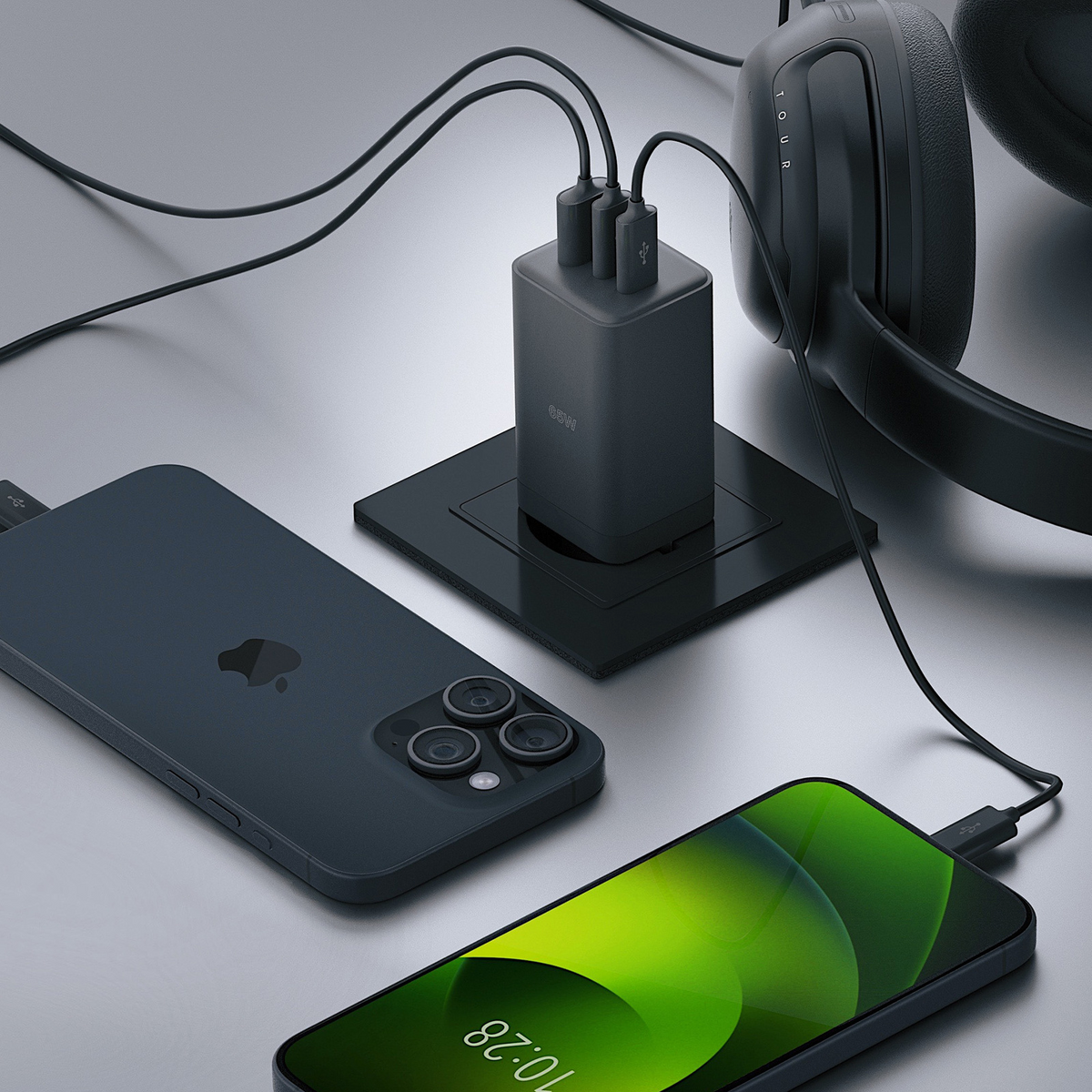 Carregador de Rede Allity. ATC-01-65WACC Fast, 65W, 3.25A, 1 x USB-A - 2 x USB-C, Preto