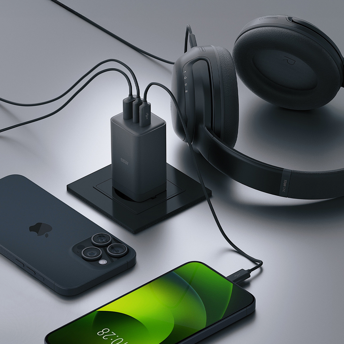 Carregador de Rede Allity. ATC-01-65WACC Fast, 65W, 3.25A, 1 x USB-A - 2 x USB-C, Preto