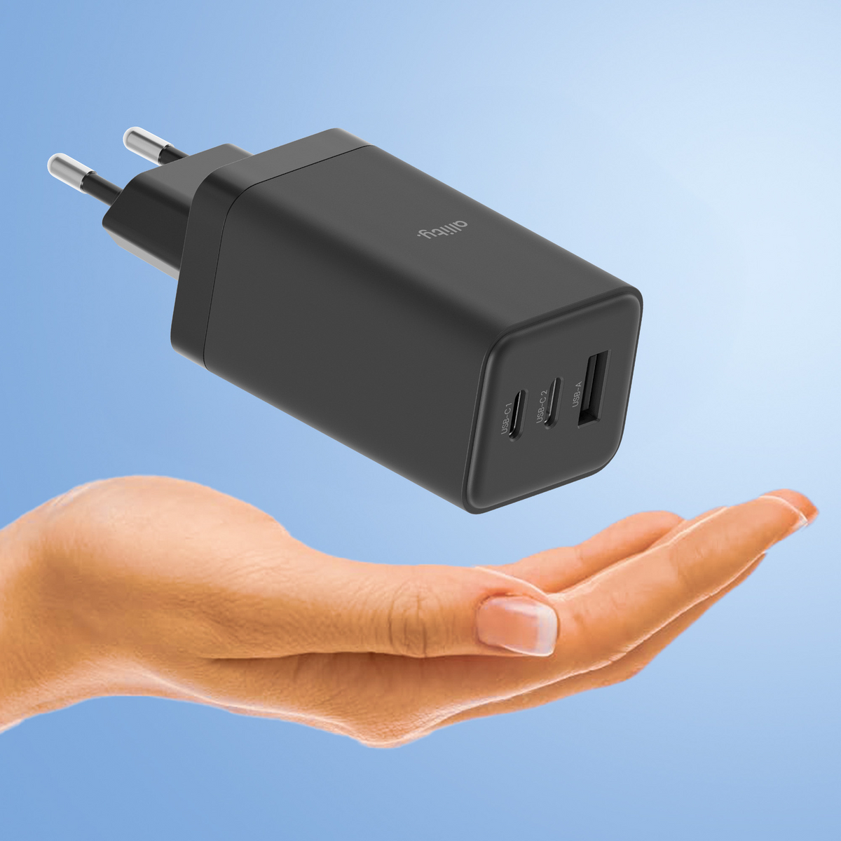 Carregador de Rede Allity. ATC-01-65WACC Fast, 65W, 3.25A, 1 x USB-A - 2 x USB-C, Preto