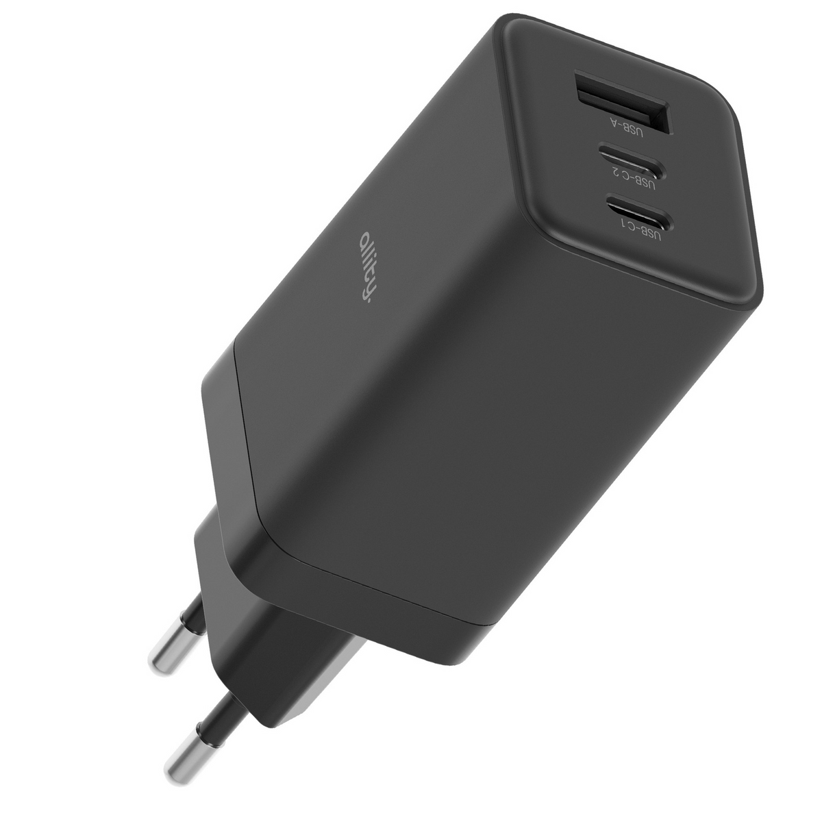 Carregador de Rede Allity. ATC-01-65WACC Fast, 65W, 3.25A, 1 x USB-A - 2 x USB-C, Preto
