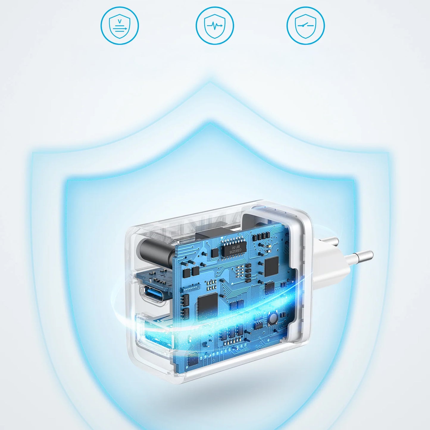 Carregador de rede Anker 312, 20W, 3A, 1 x USB-A - 1 x USB-C, branco A2348G21