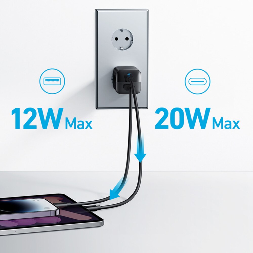 Carregador de rede Anker 323, 33W, 3A, 1 x USB-A - 1 x USB-C, preto A2331G11