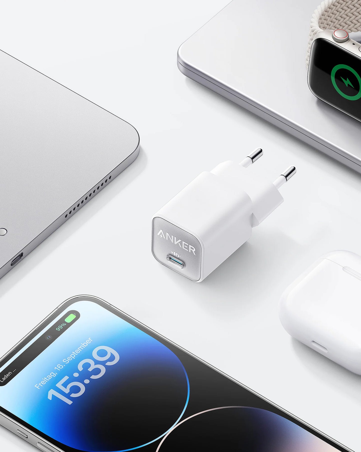 Network Charger Anker 511 Nano 3, 30W, 3A, 1 x USB-C, White A2147G21