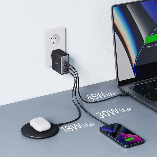 Carregador de rede Anker 736 Nano II, 100W, 3A, 1 x USB-A - 2 x USB-C, preto A2145G11