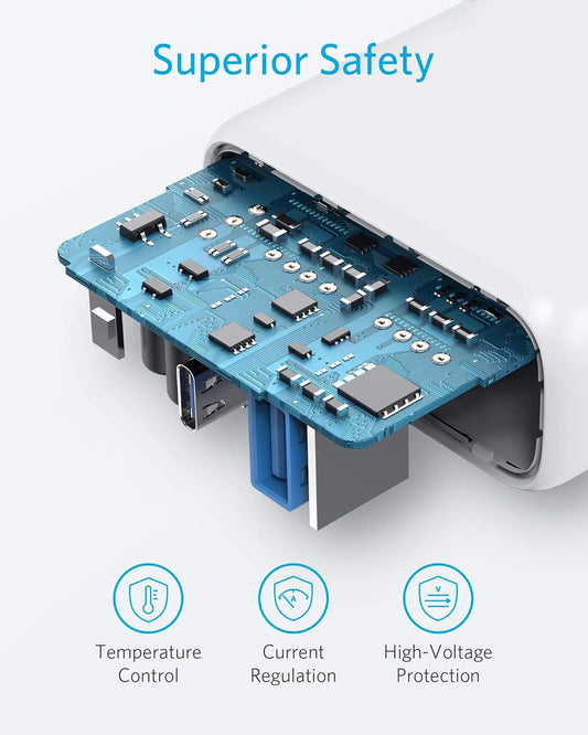 Carregador de rede Anker PowerPort PD+ 2, 35W, 3A, 1 x USB-A - 1 x USB-C, branco A263636G21
