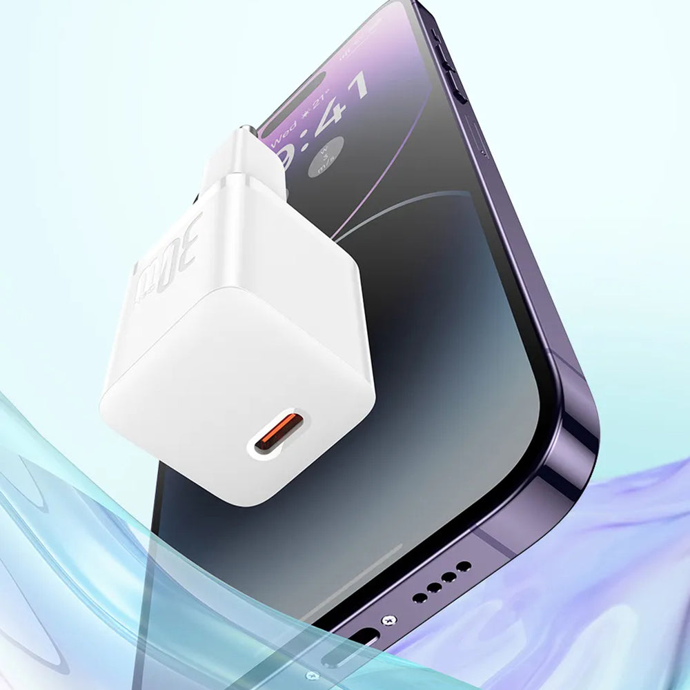 Carregador de Rede Baseus GaN Mini 1C, 30W, 3A, 1 x USB-C, Azul CCGN070603