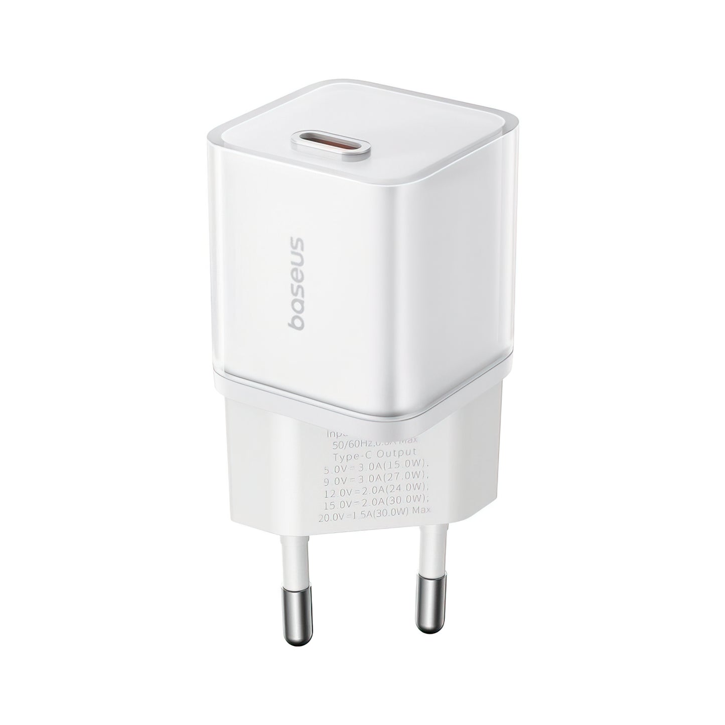 Carregador de Rede Baseus GaN5S, 30W, 3A, 1 x USB-C, Branco P10162504213-00