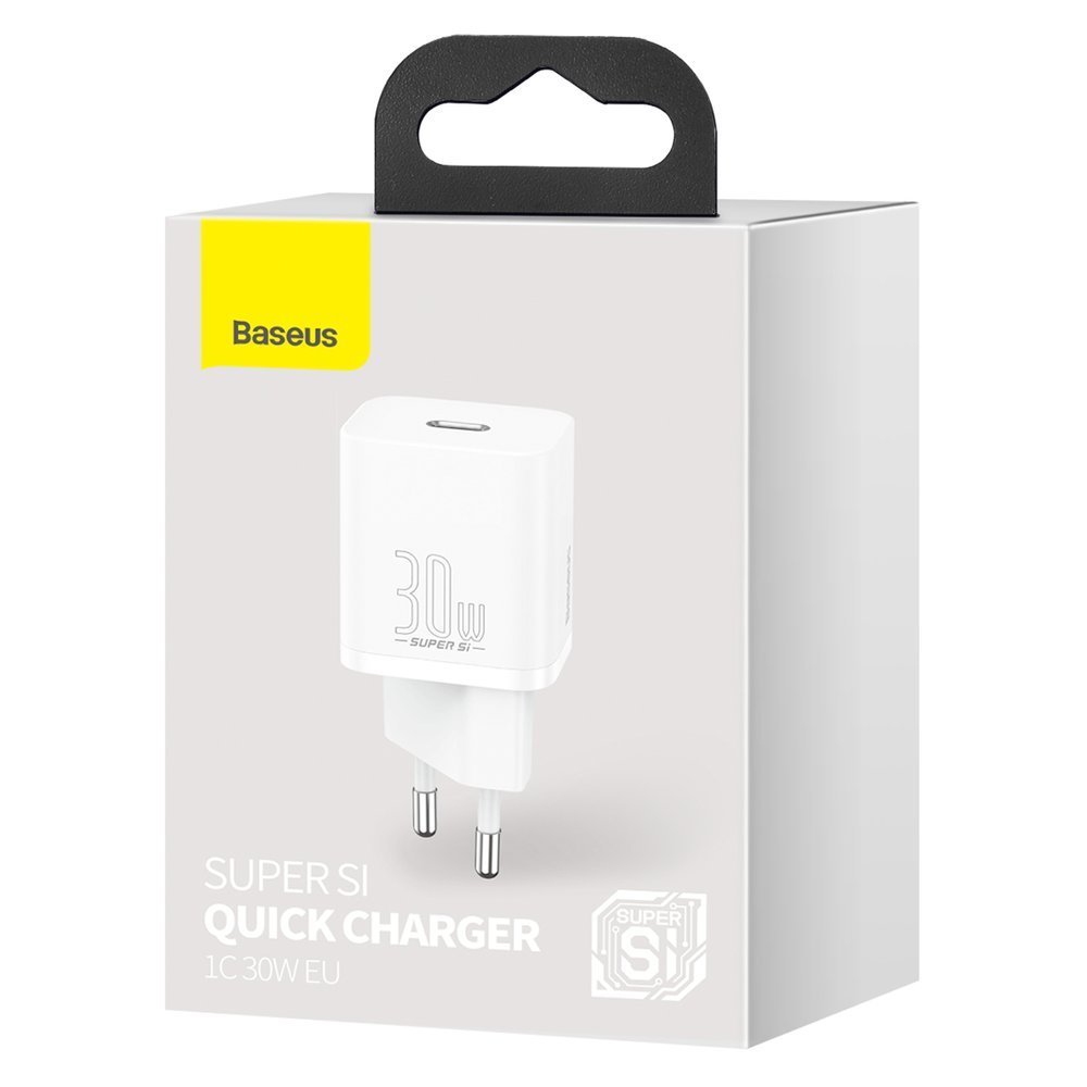 Carregador de rede Baseus Super Si 1C, 30W, 3A, 1 x USB-C, branco CCSUP-J02