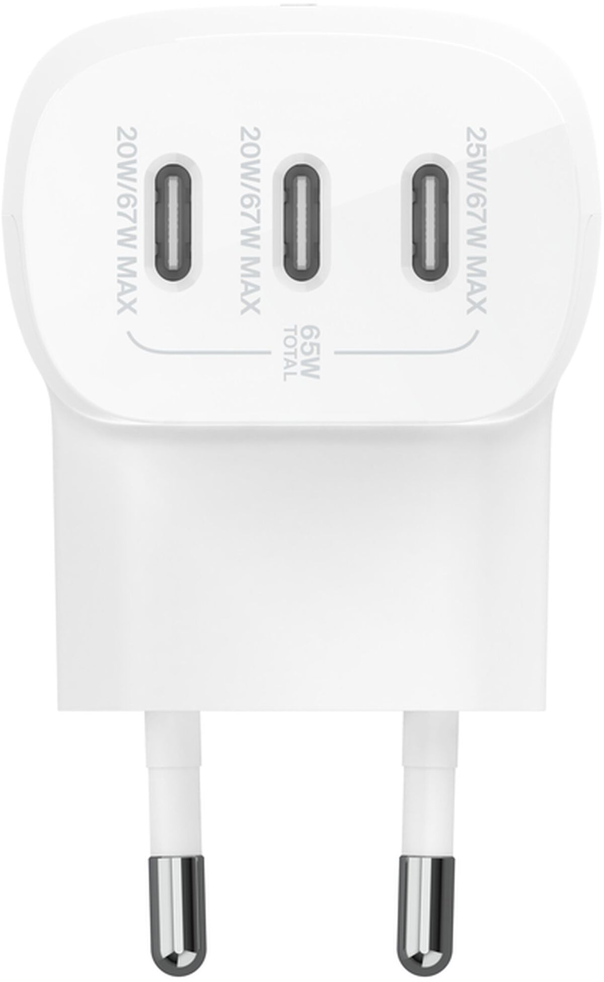 Carregador de Rede Belkin BoostCharge, 67W, 3A, 3 x USB-C, Branco WCC002vfWH