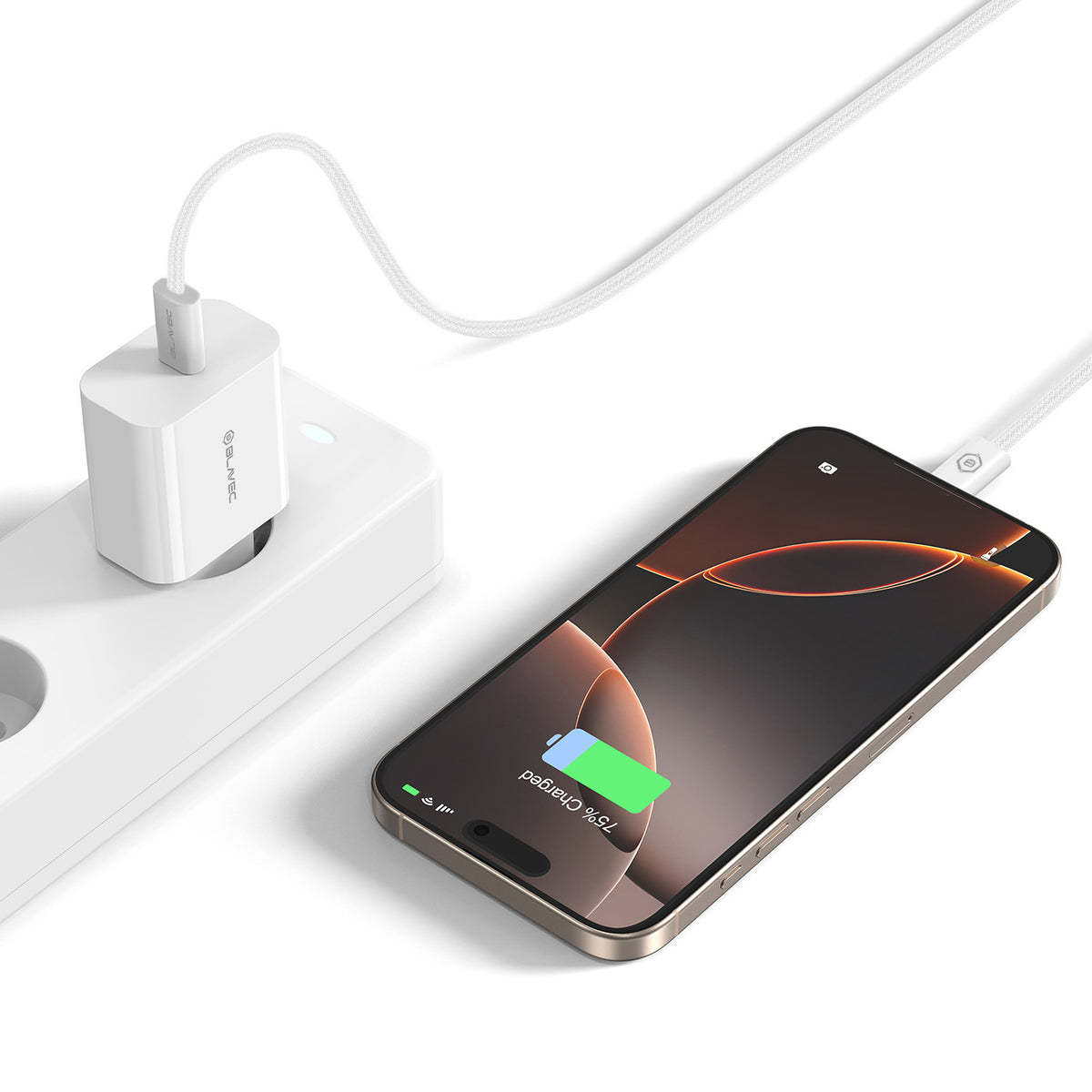 Carregador de Rede Blavec BC-7, 45W, 3A, 1 x USB-C, Branco