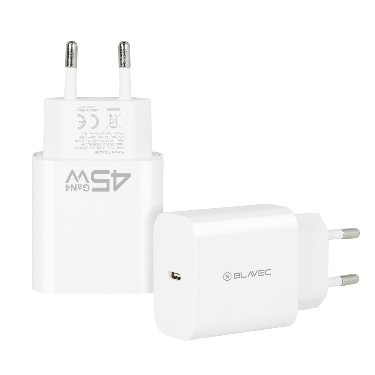 Carregador de Rede Blavec BC-7, 45W, 3A, 1 x USB-C, Branco