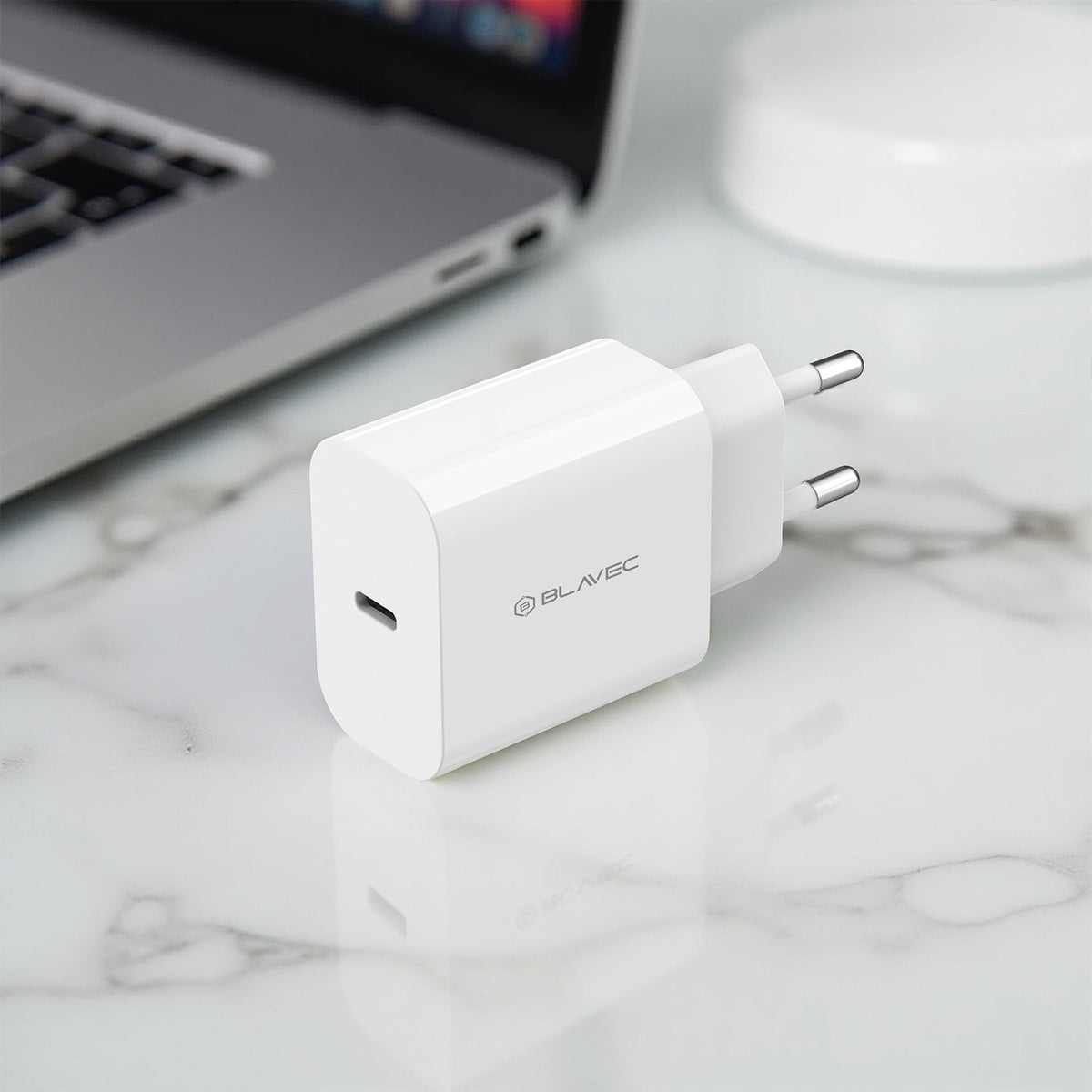 Carregador de Rede Blavec BC-7, 45W, 3A, 1 x USB-C, Branco