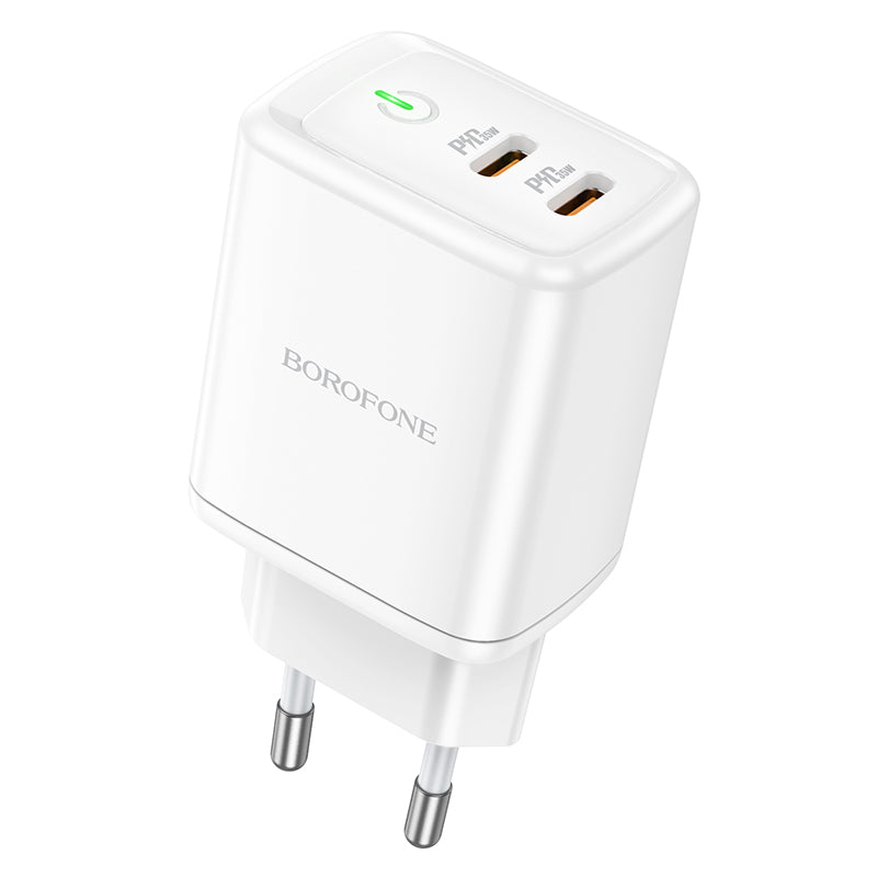 Carregador de rede Borofone BN9, 35W, 3A, 2 x USB-C, branco