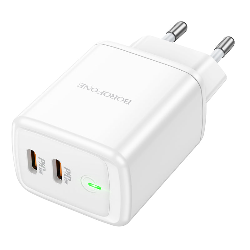 Carregador de rede Borofone BN9, 35W, 3A, 2 x USB-C, branco
