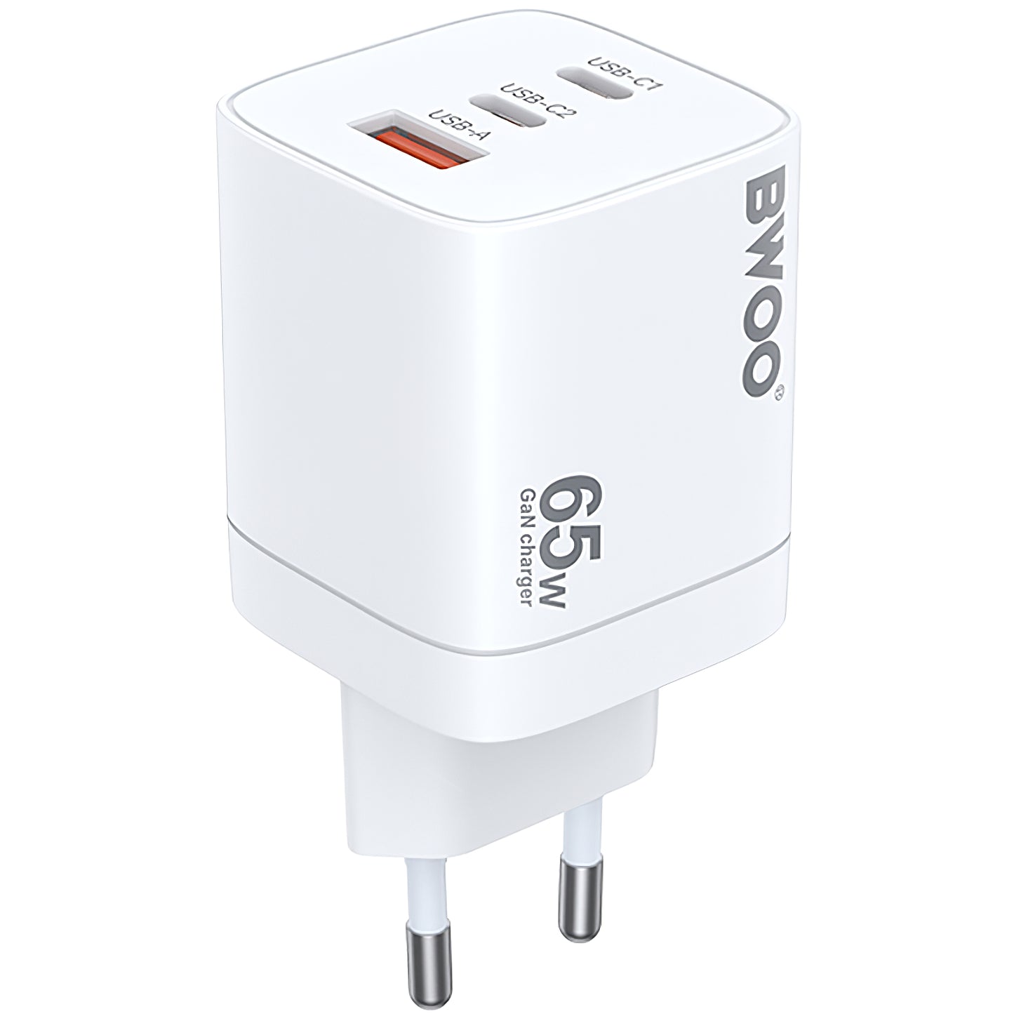 Carregador de Rede BWOO CDA147, 65W, 4.5A, 1 x USB-A - 2 x USB-C, Branco
