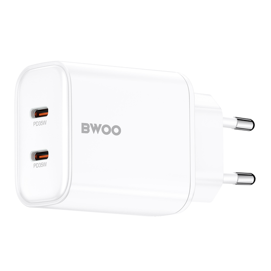 Carregador de Rede BWOO CDA206, 35W, 3A, 2 x USB-C, Branco