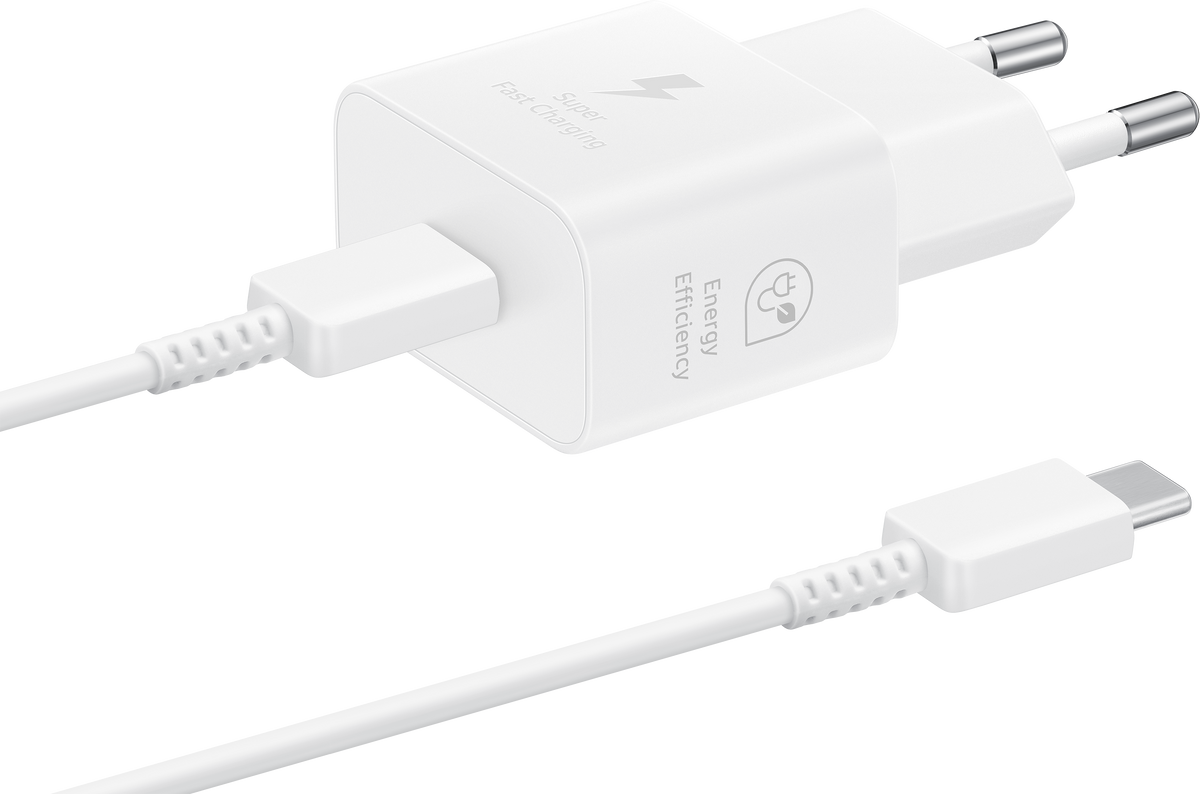Carregador de rede Samsung com cabo USB-C Samsung, 25 W, 3 A, 1 x USB-C, branco EP-T2510XWEGEU