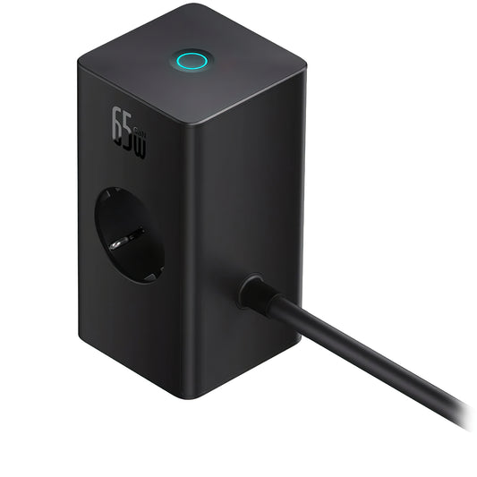 Baseus GaN3 Pro PowerStrip Cabo USB-C Carregador de rede, 65W, 3.25A,1 x USB-A - 1 x USB-C - 2 x Schuko, Preto PSLR000301 PSLR000301