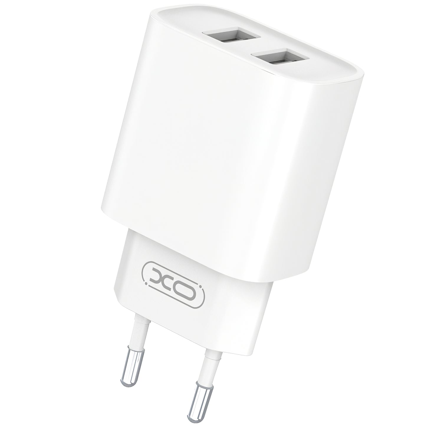 Carregador de rede com cabo microUSB XO Design CE02C, 10,5 W, 2,1 A, 2 x USB-A, branco
