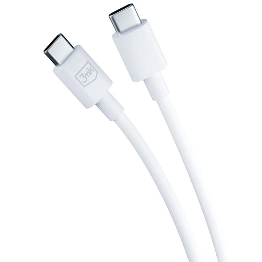 Carregador de rede 3MK HyperCharger com cabo USB-C, 45W, 3A, 2 x USB-C, branco