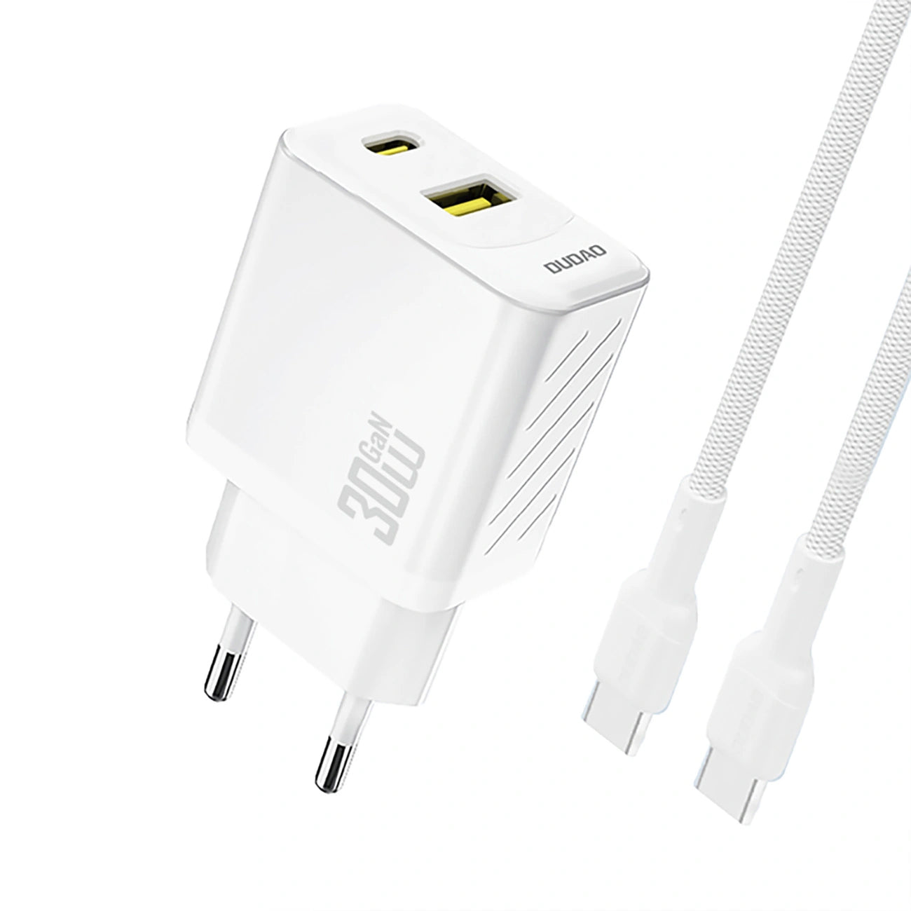 Carregador de Rede com Cabo USB-C Dudao A27TCEU, 30W, 1 x USB-A - 1 x USB-C, Branco