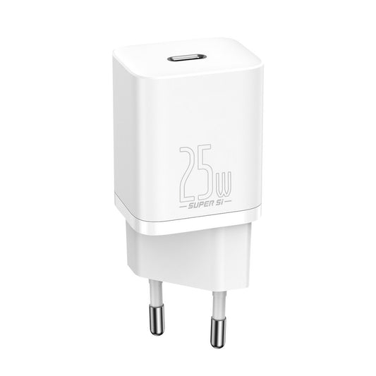 Carregador de rede Baseus Super Si USB-C com cabo USB-C, 25W, 3A, 1 x USB-C, branco TZCCCSUP-L02
