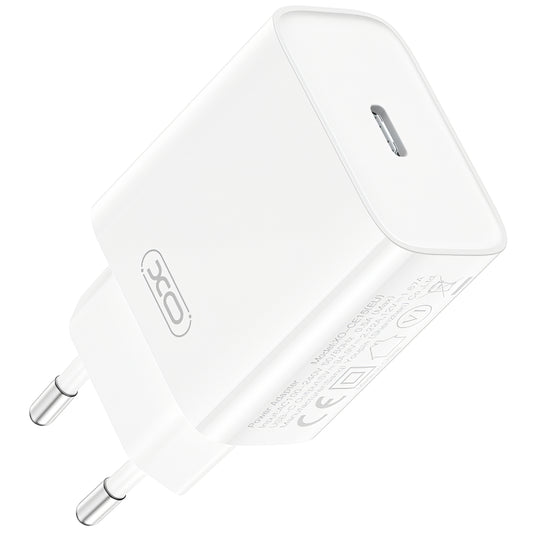 Carregador de Rede com Cabo USB-C XO Design CE15, 20W, 3A, 1 x USB-C, Branco