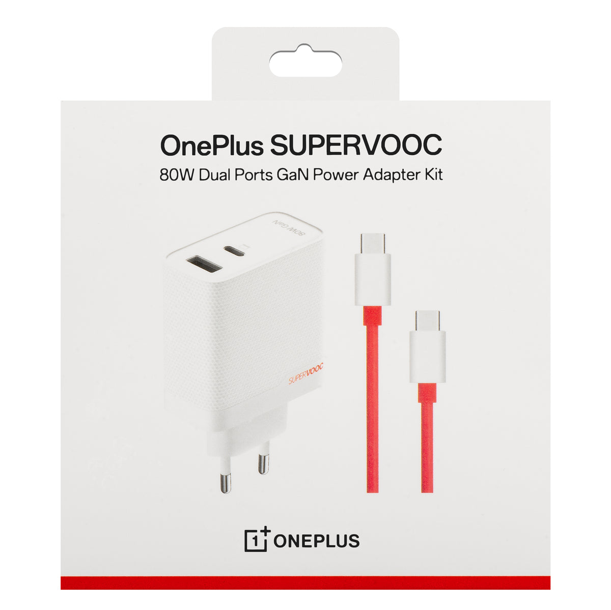 Carregador de Rede com Cabo USB-C OnePlus, 80W, 7.3A, 1 x USB-A - 1 x USB-C, Branco 5461100597