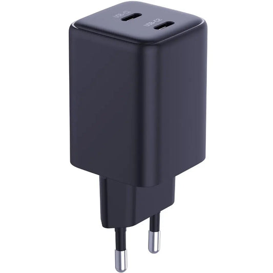 Carregador de rede 3MK HyperCharger com cabo USB-C, 45W, 3A, 2 x USB-C, preto