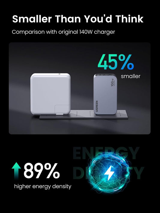 UGREEN X757 Carregador de rede com cabo USB-C Nexode Pro, 100 W, 3 A, 1 x USB-A - 2 x USB-C, cinzento