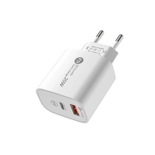 Carregador de Rede com Cabo USB-C A6MaxL, 20W, 3A, 1 x USB-A - 1 x USB-C, Branco