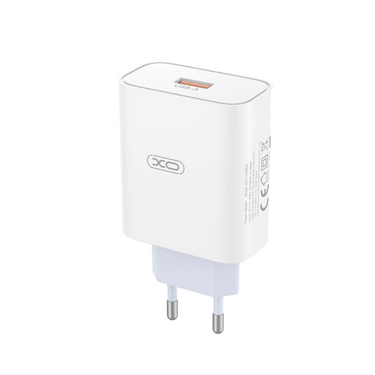 Carregador de Rede com Cabo USB-C XO Design L164, 30W, 1 x USB-A, Branco