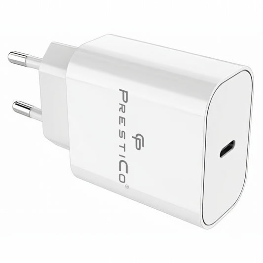 Carregador de Rede com Cabo USB-C Prestico F15S-C, 30W, 3A, 1 x USB-C, Branco