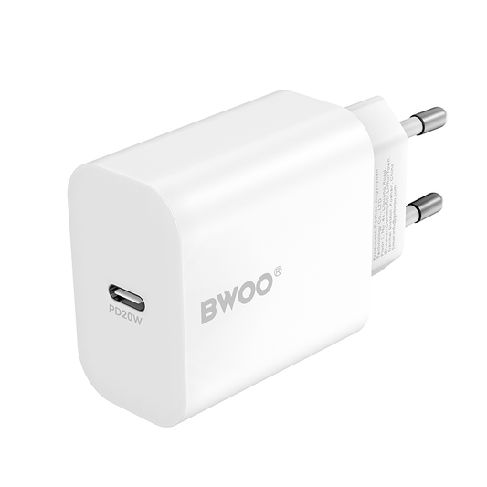 Carregador de Rede com Cabo USB-C BWOO CDA233, 20W, 3A, 1 x USB-C, Branco