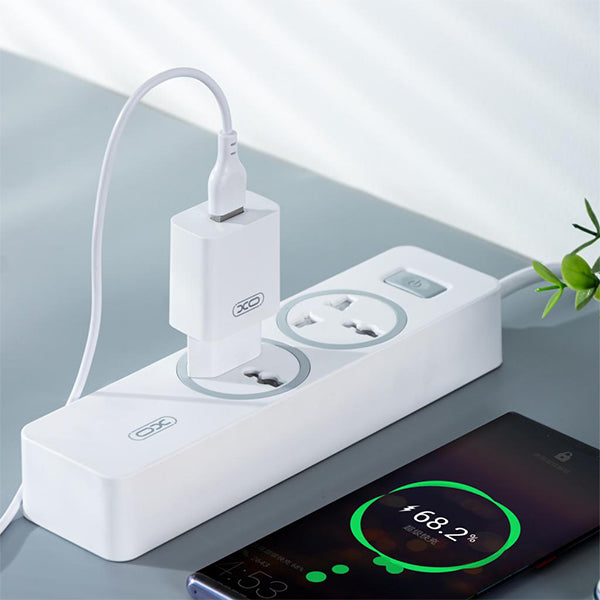 Carregador de Rede com Cabo microUSB XO Design L99, 12W, 2.4A, 1 x USB-A, Branco