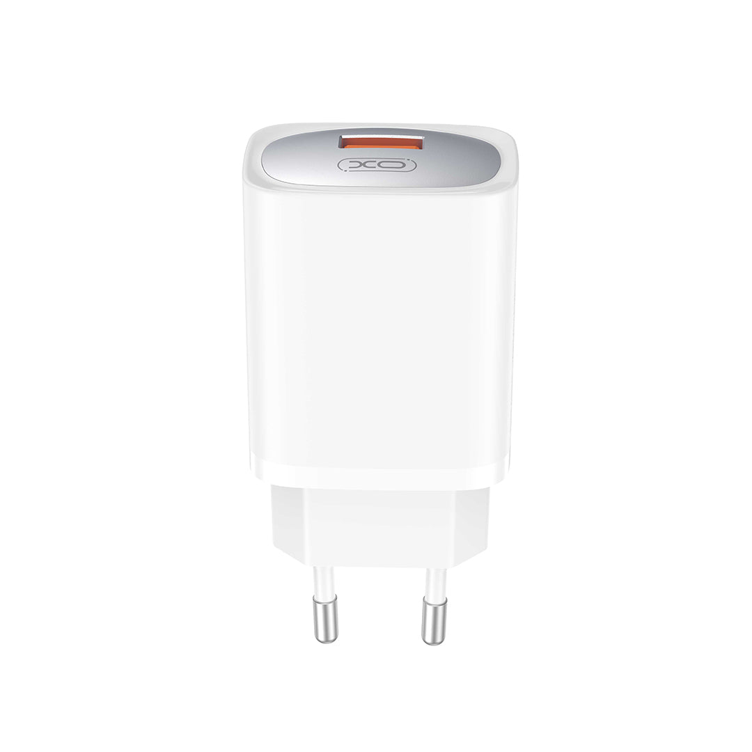 Carregador de Rede com Cabo USB-C XO Design CE19, 18W, 3A, 1 x USB-A, Branco