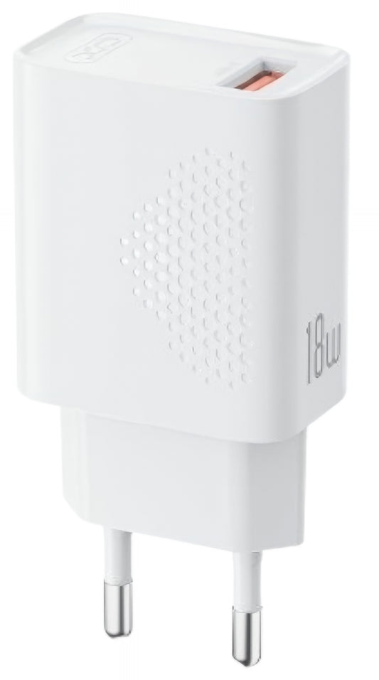 Carregador de Rede com Cabo USB-C XO Design L159, 18W, 3A, 1 x USB-A, Branco