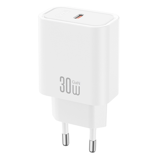 Carregador de Rede com Cabo USB-C XO Design CE41, 30W, 3A, 1 x USB-C, Branco
