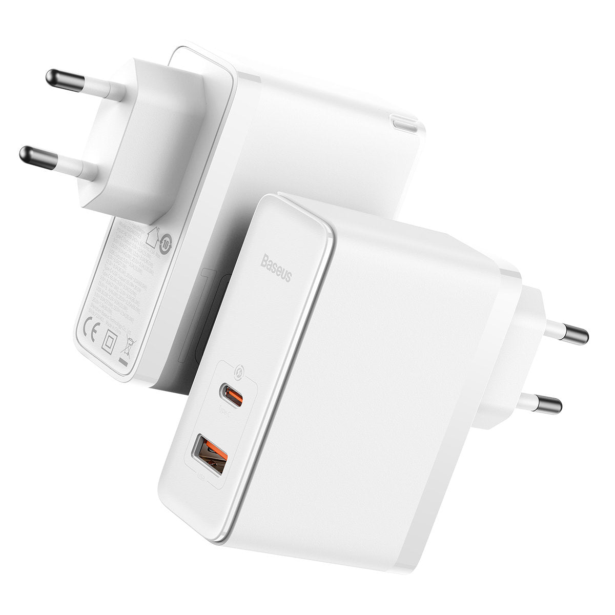 Carregador de Rede com Cabo USB-C Baseus GaN5 Pro, 100W, 3A, 1 x USB-A - 1 x USB-C, Branco CCGP090202