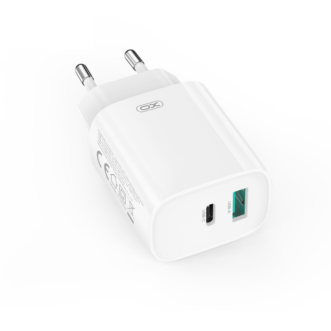 Network Charger with USB-C Cable XO Design CE29, 20W, 3A, 1 x USB-A - 1 x USB-C, White