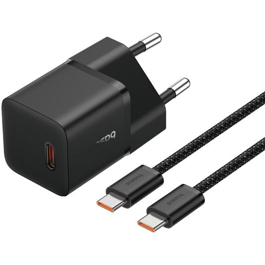 Carregador de rede com cabo USB-C GaN5 da Baseus GaN5, 20W, 3A, 1 x USB-C, preto P10110900113-00