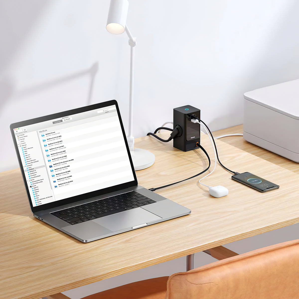 Extensão Baseus GaN3 Pro, 2 x Schuko - 1 x USB-A - 2 x USB-C, Preto PSLR000301