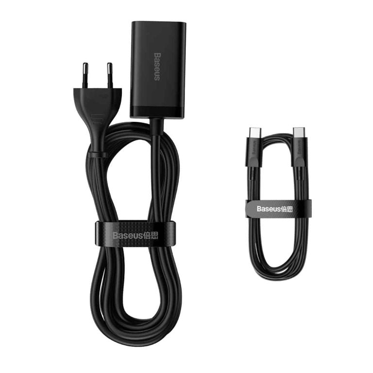 Carregador Estação Baseus GaN3 Pro, 65W, 3A, 2 x USB-A - 2 x USB-C, Preto CCGP040101