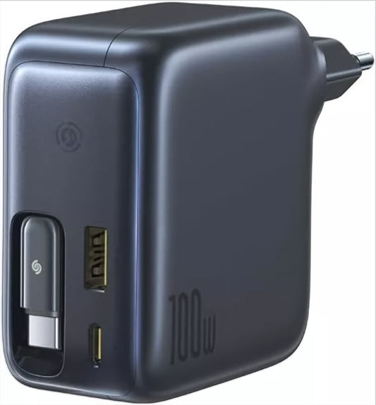 Carregador de Rede com Cabo USB-C Baseus EnerCore CJ11, 100W, 1 x USB-A - 2 x USB-C, Preto E0120M00