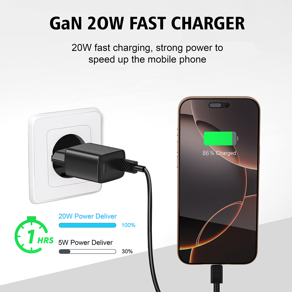 Carregador de Rede com Cabo Lightning Lito LC13L, 20W, 3A, 1 x USB-C, Preto